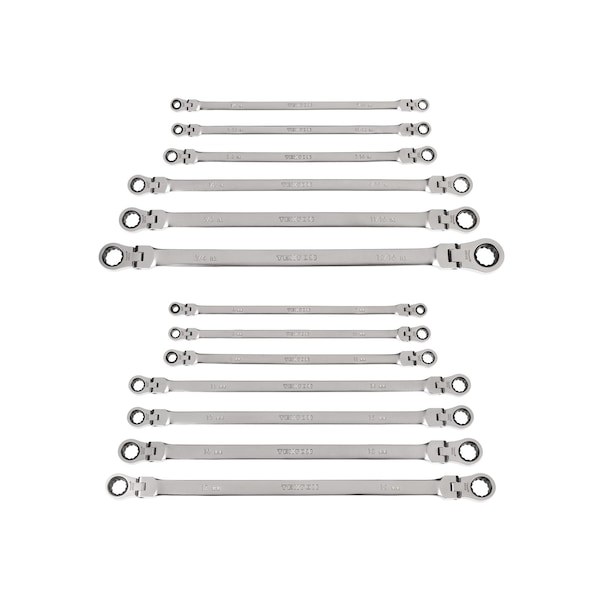 Long Flex Head 12-Point Ratcheting Box End Wrench Set, 13-Piece (1/4-13/16 in., 6-19 mm)